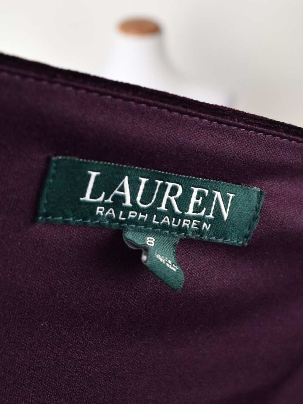 Lauren Ralph Lauren Velvet Faux Wrap Flutter Bell Sleeve Sheath Dress - 8 - Picture 10 of 10